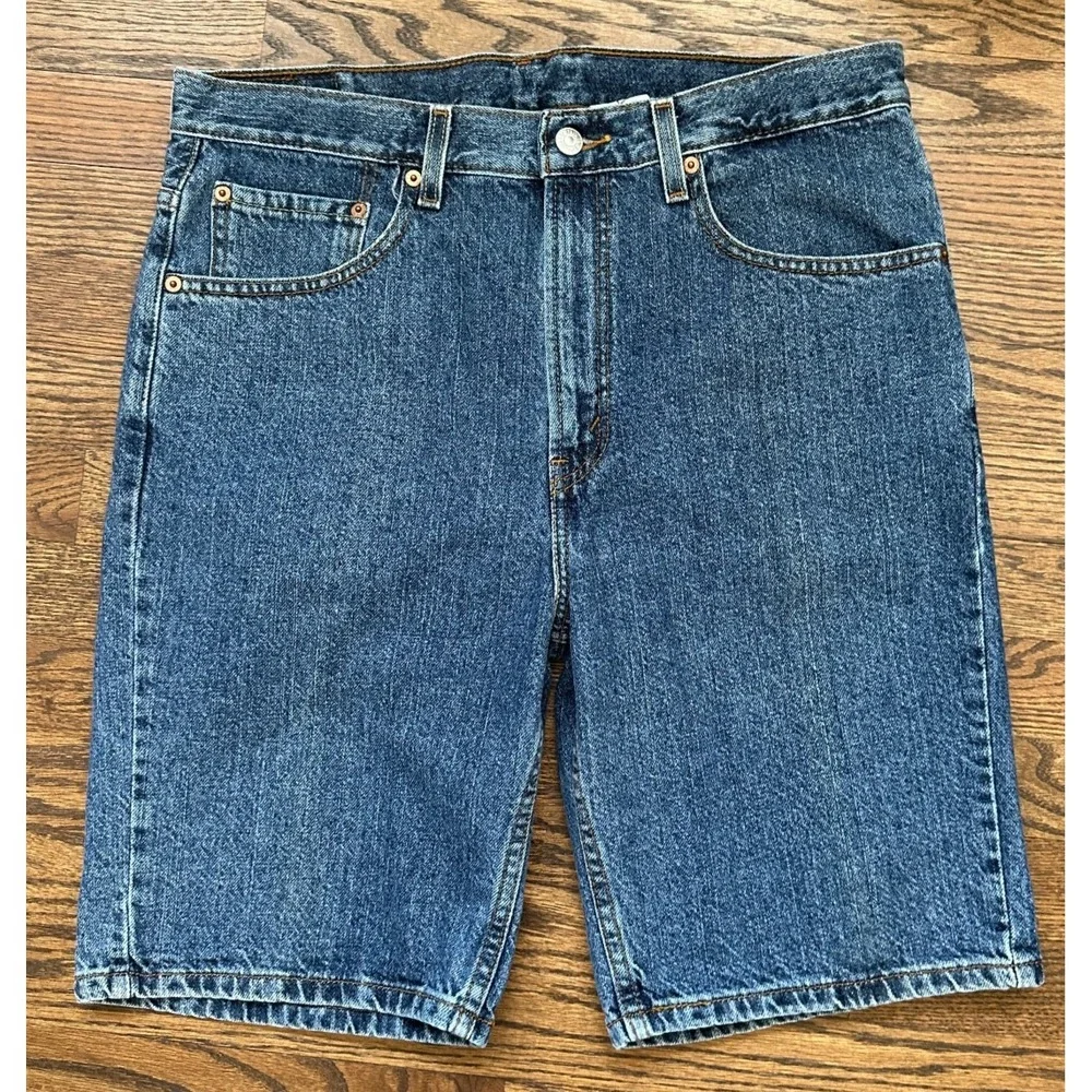 Vintage 90s Levis 505 Blue Denim Jean Shorts Jorts Mens 34 Regular Fit Red Tab